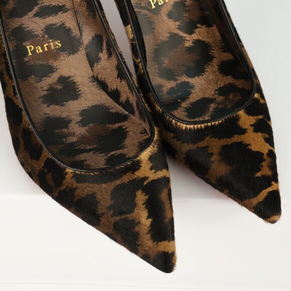 Christian Louboutin Pony Kitty Kate 85 Leopard Print Pumps,Brown, EU 36.5/US 6.5 - Picture 9 of 13